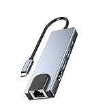 YYBFFP USB C Hub mit LAN - 5 in 1, Space Aluminium USB C Hub Adapter mit 4K HDMI, 2X USB 3.0, 100W Super Fast Charging, Kompatibel mit MacBook Air/Pro M1, iPad M1, Chromecast, Switch