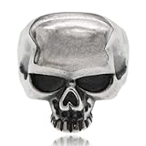 Trendy S925 Sterling Silber Vintage Skull Herren offene verstellbare Ringe, handgefertigte Hip Hop Rock Teens Decor Skeleton Band Ringe Schmuck