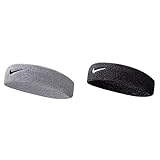 Nike Unisex Erwachsene Swoosh Headband/Stirnband, Grau (Grey Heather/Black), Einheitsgröße & Unisex Erwachsene Swoosh Headband/Stirnband, Schwarz (Black/White), Einheitsgröße