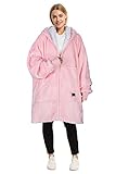 Catalonia Classy Übergroße Sherpa Hoodie Decke mit Reißverschluss und Kapuze, Flauschige Warme Oversized Kapuzenpulli Kuscheldecke, Tragbare Decke zum Anziehen als Geschenkidee für Damen H