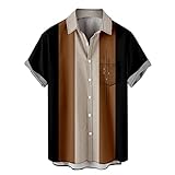 AXIU Weste Herren Bedruckte Hawaiihemden für Herren, kurzärmlige Button-Down-Strandhemden Hemd Gold Herren
