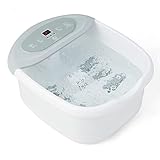 RELAX4LIFE Fußbad Massagegerät, Fußsprudelbad mit Heizfunktion, Vibrations-Modus & Blasen-Funktion, Elektrische Fußbadewanne mit Ergonomische Massageroller, Pedikürestein, Massageperlen für Spa (Grau)