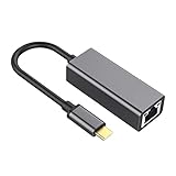 PROKTH USB-C-Ethernet-Netzwerkadapter - Kabelgebundener Stabiler USB-auf-RJ45-Typ-C-LAN-1000-Mbit/s-Konverter | mit Aluminiumschale, universell für die meisten Computertelefone (grau)