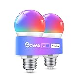 Govee Smart Glühbirne E27, WLAN Lampe RGBWW dimmbare mit 16 Millionen DIY-Farben, 800LM, 54 Szenen, Smarte Glühbirne Sprachsteuerung Funktionieren mit Alexa, Google Assistant, 2 Stück