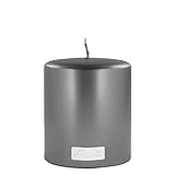 Fink Candle Stumpenkerze Metallic aus Paraffin in der Farbe Grau, Maße: 8cm x 8cm x 10cm, 123741