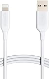 Amazon Basics – Verbindungskabel Lightning auf USB-A, MFi-zertifiziertes Ladekabel für iPhone, weiß, 1,8 m