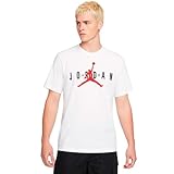 Nike Mens Short Sleeve T-Shirt Jordan Air Wordmark, White/Black/Gym Red, CK4212-103, L