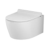 AM.PM X-Joy S - Spülrandlos Hänge WC, Tiefspül Toilette FlashClean, Wand WC mit Toilettendeckel mit Absenkautomatik, Hänge Toilette aus Keramik, Weiß, 50 cm lang