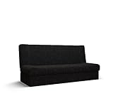 ALTDECOR Wohnzimmer Couch mit Schlaffunktion mit DL-Automatik, Polstercouch rückenecht gepolstert, ideal als Gästebett - 192x80x93 cm Schwarz