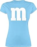 Shirt Damen - Karneval Fasching - Gruppen M und M Aufdruck I M&M Kostüm Gruppe I MundM & M I MM - XXL - Hellblau - m&m-Shirt „Fasching“ ‚Tshirt‘ karnevalsartikel süßigkeiten Shirts F