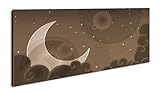 Mondlicht Nacht Panorama 80x40 cm Effekt: Sepia als Leinwandbild, Motiv fertig gerahmt auf Echtholzrahmen, Hochwertiger Digitaldruck mit Rahmen