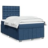 Brokky Boxspringbett mit Matratze Betten Mit Matratze Schlafzimmer Bett Boxspringbett Mit Matratze Blau 120x190 cm Stoff - 3291627