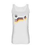 Comedy Shirts EM 2016 - Deutschland - Retro - Trikot - Damen Tank Top - Weiss/Schwarz Gr. S
