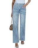 Roskiky Straight Leg Jeans Damen Jeans Damen High Waist Jeans Mit Weitem Bein Baggy Jeans Y2K Damen Baggy Hose Damen Jeans Damen Hellblau Blau M