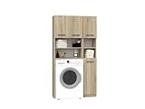 ADGO Marpol Badezimmerset 30x96x183cm, Schrank für eine Waschmaschine + Poller Badezimmerregal, Waschmaschinenüberbau, Waschmaschinenschrank, Badezimmerhochschrank (Versand in 2 Paketen) (Sonoma)