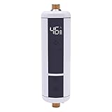 Konfiur 3500W Elektrischer Durchlauferhitzer, LED Tankless Dusche Instant Warmwasser IPx4 Instant Warmwasserbereiter, Temperatureinstellungsbereich: 30-52℃ für Küchen, Bäder, Restaurants, H