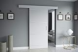 KRYSPOL Schiebetürsystem Salwador 4 Komplett-Set für Schiebetüren, Trennwände Innentüren, Modern Design (Weiß + Silber glänzend)