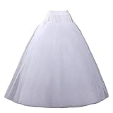 Aprildress Damen Petticoat Unterrock Lang Weiß Tüll Fluffy Crinoline Underskirt für Brautkleid Hochzeit Kleid DE-PPT026