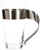 Villeroy und Boch - NewWave Latte Macchiato-Glas, 500 ml, 15 cm, trendiges Design, Kristallglas, Edelstahl, spülmaschinengeeignet