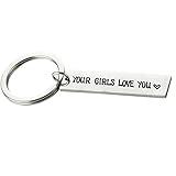 BCughia Schlusselanheger, Pärchen Schlüsselanhänger Rostfreier Stahl 45X45Mm Schlüsselanhänge mit Gravur Your Girls Love You für W