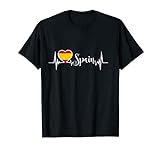 I Love Spain Heartbeat Spanische Flagge Spanien Liebhabergeschenk Frauen T-Shirt