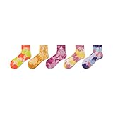 YIAAN Socken Herren Damen 5 Paar Socken Baumwolle Feuchtigkeit Wicking Performance Comfort Zehennaht Besatzung Socke Mit Mustern Komfortbund (Color : 4)