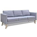 YOPOTIKA Moderne gepolsterte Sofa Couch Sofas für Wohnzimmer Kleine Couch Sofa 3-Sitzer Stoff Hellgrau