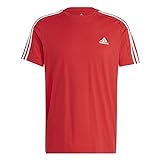 Adidas, Essentials Single Jersey 3-Stripes, T-Shirt, Besser Scharlach/Weiß, L, Mann