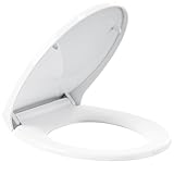 Pipishell Toilettendeckel, WC Sitz mit Absenkautomatik, Quick-Release Funktion für einfach Reinigung, O Form Weiß Toilettensitz mit Verstellbaren Scharnieren,