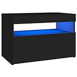 UnfadeMemory Nachttisch mit RGB-LED-Licht Nachtkommode Spanplatte Nachtschrank Wohnraum Schlafzimmer Beistellschrank mit Ablagefach und Regal 60x35x40 cm (Schwarz, 1 pcs)