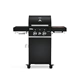 BURNHARD 2-Brenner Gasgrill FRED Jr. Deluxe Black Series 3 inkl. 900°C Infrarot-Keramikbrenner, Edelstahl-Grillrost, Grillabdeckung, Grillwagen + klappbare S