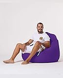 Sugarpufy Sitzsack mit Lehne - Bequemer Bean Bag mit Rückenlehne als Sitzkissen & Sessel mit Füllung - Reißverschluss zum Befüllen - Wasserfester Bezug - Sitzsack Indoor & Outdoor - Violett