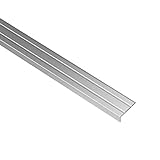 Gedotec Treppen-Kantenprofil selbstklebend | 1 Stück - Stufen-Kantenprofil Aluminium silber | 1000 mm | Bodenprofil ungelocht zum Kleben | Winkel-Schutzprofil 25 x 10 mm | Alu-Winkelprofil mit Rille