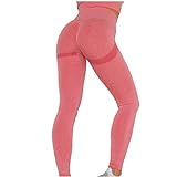 min-bmao Damen Leggings mit Bauchkontrolle High Waist Po Push Up Blickdicht Yoga Hose Figurfomende Booty Geraffte Tights Scrunch Butt Sport Pants