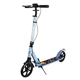 ERLAN Roller Klappbarer Tretroller für Kinder und Jugendliche, Blau Leicht City Scooter mit Großen Rädern & Ständer, Höhenverstellbarer Vorbau, Höhe 120-175cm