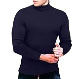 Mens Fashion Cotton T-Shirt Sport Ffitness Outdoor Solid T-Shirt Enges Langarm-Shirt Meine Bewertungen Anzeigen (BAULMDB-Navy, XL)