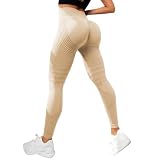 Damen-Leggings mit Scrunch Butt Lifting für Damen, nahtlos, hohe Taille, Workout, Yoga, Fitnessstudio, Booty-Leggings, khaki, L