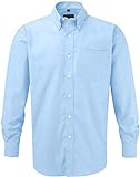 Russell Collection Hemd, Oxford, langarm, Große Größe XXXX-Large Bleu - Oxford-Blau