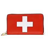 Leder Geldtasche Schweiz Flagge Mode Geldbörse Multi-Slot Scheckkartenhalter für Damen und Herren