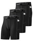 Runhit 3er Pack Herren Kompressionsshorts Mit Tasche - Baselayer Sport Unterhosen Funktionsunterwäsche Tight Kompressionshose Kurz Laufunterwäsche Radlerhose 3XL