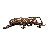 LXXSH Animal Art Bronze Wildtier Leopard Statue Kriechende Gepard Panther Figuren Skulptur für Büro Schreibtisch Dekor