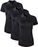 jeansian 3 Packs Damen Sport Poloshirt Polo Tee Shirt Tshirt T-Shirt Kurzarm Golf Tennis Badminton Dry Fit SWT251 PackA 3XL