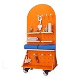 XILYZMO Tragbares Rollbares Stecktafelregal, Mit Rollen Stehendes Stecktafelregal, Kunsthandwerksmesse- Stecktafel- Paneele Ausstellungsregal, Mit Zubehör Holz- Organizer(Orange)