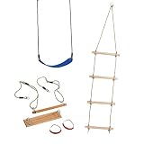 WICKEY Schaukel Zubehör Set - Accessoires für Schaukel, Spielturm, Klettergerüst und Garten Spielgeräte bestehend aus elastischem Schaukelsitz, Turngeräte Set und Strick