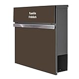 banjado® Briefkasten personalisiert Anthrazit mit Motiv Schokobraun/Briefkasten mit Zeitungsfach 37x37x10,5 cm/Postkasten A4 Einwurf inkl. Montagematerial & 2 Schlü