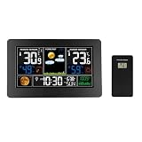 Temperature Sensor Wetterthermometer, Multifunktions-Wetterstation, Wecker, Thermometer, Hygrometer, Touchscreen, kabelloser Sensor, Sonnenaufgang, Sonnenuntergang, Hygrothermograph(Fj3378b)