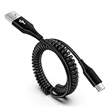 Spiralkabel USB C Ladekabel, USB C Handy Kabel Schnellladekabel, Android Auto Kabel Typ C Datenkabel für Samsung Galaxy Z Flip 5 Z Flip 4 A15 A14 A13 A12 A55 A54 5g A34 A53 S24 S23 S22 S21 S20, Xiaomi