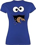 Karneval & Fasching Kostüm Outfit - Keks-Monster - L - Royalblau - faschingskostüme lustig Damen - L191 - Tailliertes Tshirt für Damen und Frauen T-Shirt