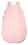 Ehrenkind® Babyschlafsack Rund | Bio-Baumwolle | Ganzjahres Schlafsack Baby Gr. 74/80 Farbe Rosa mit weißen Punkten
