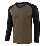 Xmiral Langarmshirt für Herren Einfarbig Dünn Bodenbildung Shirt Langarm V-Ausschnitt Raglanärmel Fitness Shirt (b Grün, M)